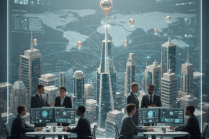 Global business teams collaborating across multiple international locations